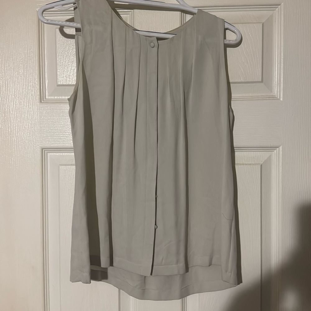 Tan button up sleeveless J.Crew top